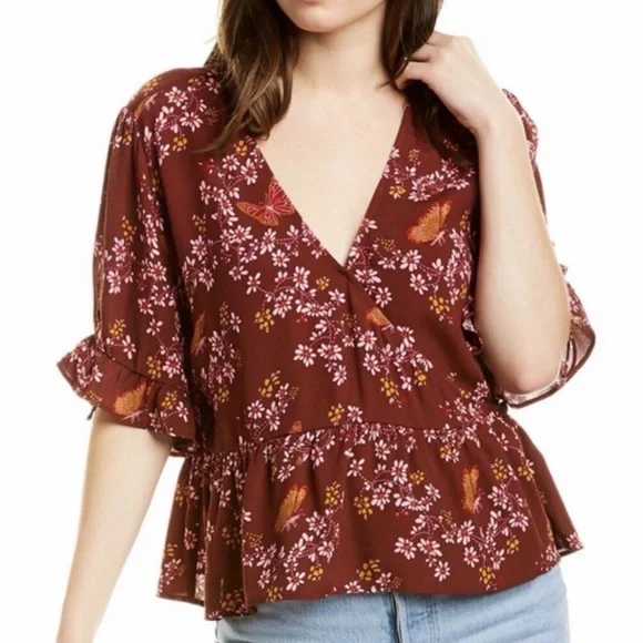 Madewell Tie-Sleeve Wrap Top in Butterfly Sanctuary - Picture 5 of 10